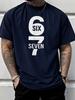 Simple Minimalist Six Seven Number Letter Graphic Print Unisexs Crew Neck Short Sleeve Tee Casual Daily Soft Basic Wear Fashion Top