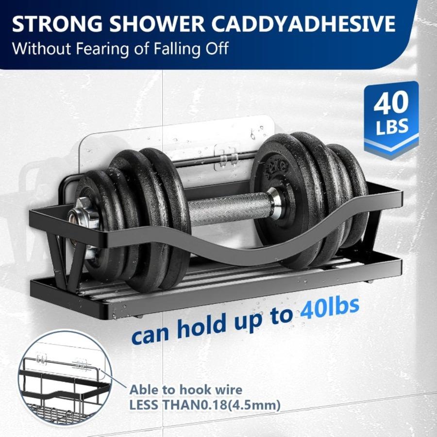 A Set of 12 Seamless Self-Adhesive Plastic Shower Racks, Sticky Replacements for Shower Baskets, Transparent Adhesive Hooks, Strong Hook Strips