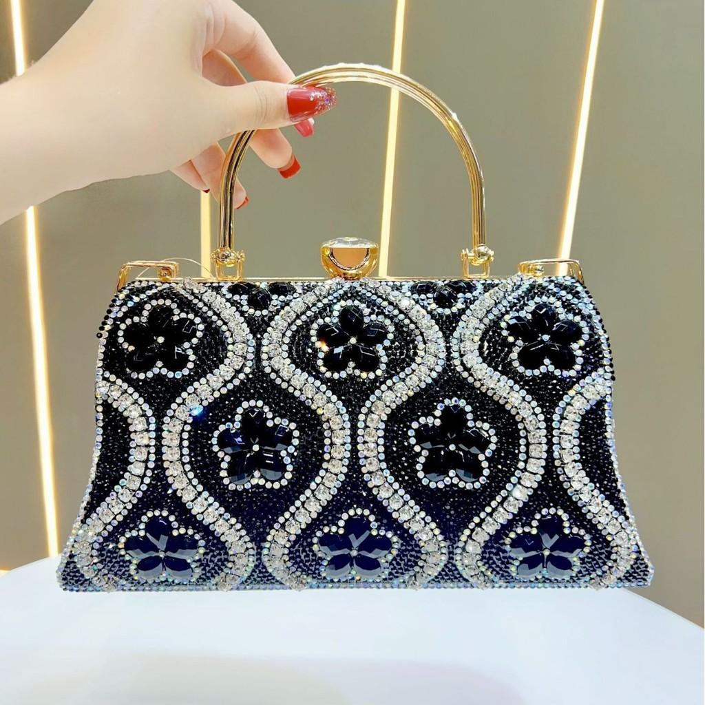 Damen Abendtasche mit großer Kapazität, mit Kette und Diamantakzenten für Ausgehen und formelle Anlässe