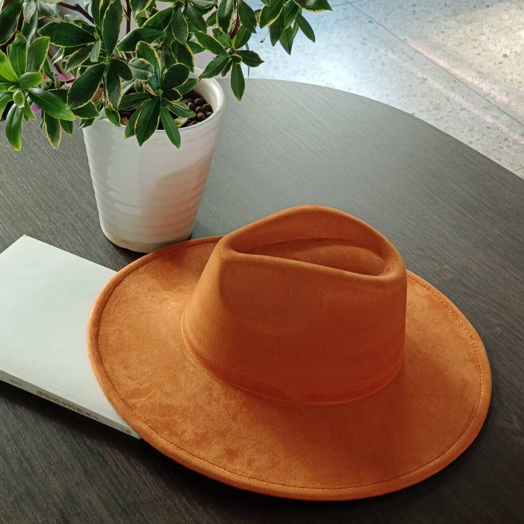 LIDHAY Western Style Suede Hat, Unisex Wide Brim Fedora Hat, Felt Panama Hat, Rancher Hat LIDHAY Western Style Suede Hat, Unisex