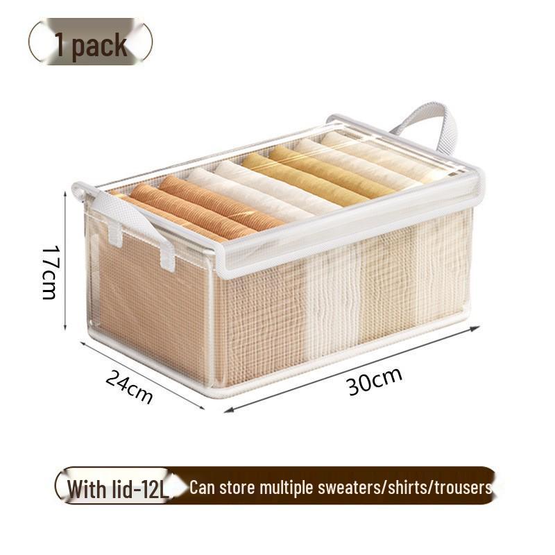 Transparent Clothing Storage Box with Lid for Dorms