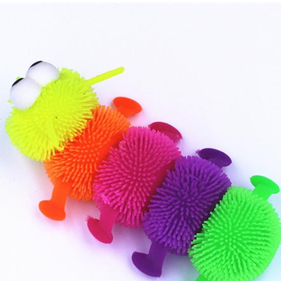 Glowing Hair Puffer Caterpillar Soft Anti-Stress Sensory Fidget Kids Squeeze Toy