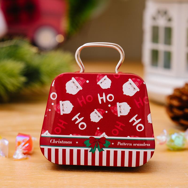 Festive Metal Purse Style Candy Container With Santa Snowman Design Adorable Mini Bag For Holiday Gift And Celebration Decor