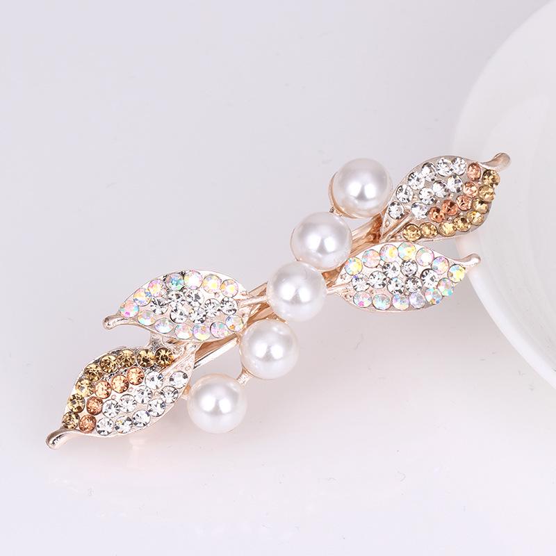 Colorful Pearl & Rhinestone Flower Bow Hair Clip