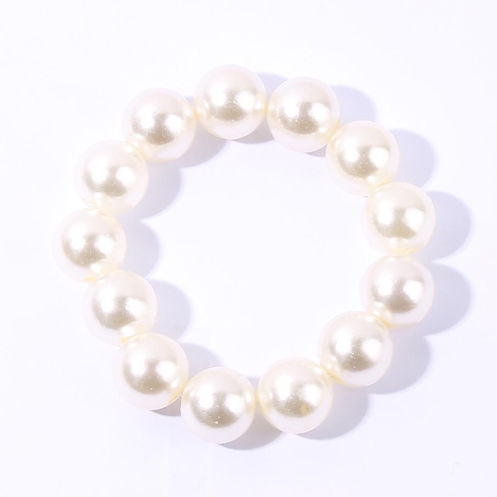 Popular women's fashion exaggerated large imitation pearl necklace bracelet earrings set personalized jewelry set