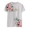 Women's Casual Short Sleeve T-Shirt - Whimsical Sleeping & Birds Floral Print Round Neck Top Spring Summer Fall, Sleeping Clothes Playful Graphic Tee