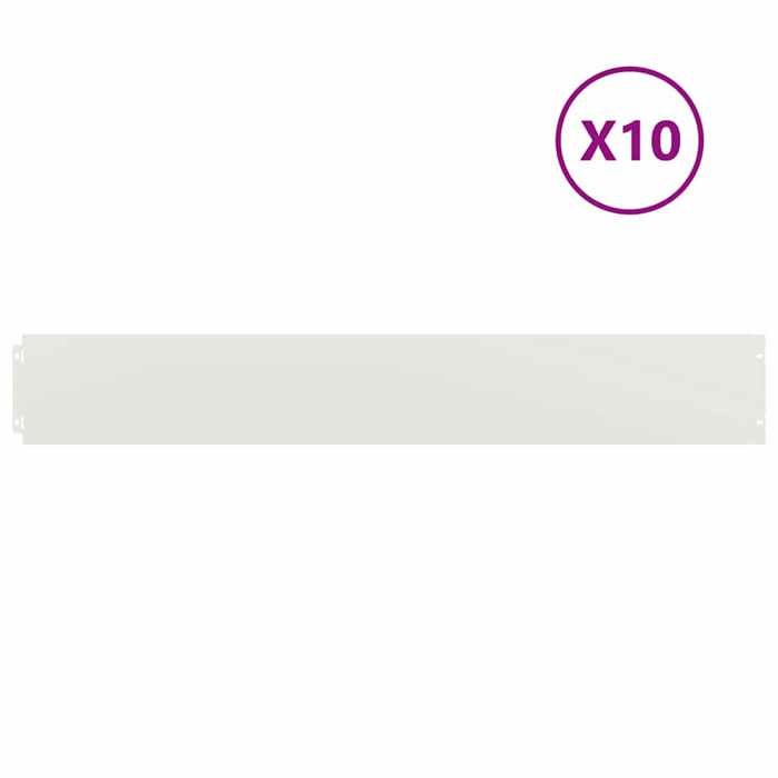 VidaXL Bordures de pelouse 10 pcs blanc 15x103 cm acier laminé à froid, bordure de jardin, bordure de lit de jardin, bordure 860143