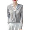 2025 Spring/Summer Colorblock V-Neck Fine-Knit Cardigan – Long Sleeve, Loose Fit, Versatile Two-Piece Top