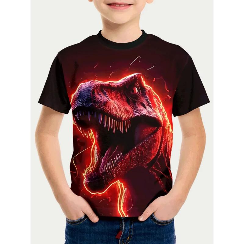 Mode Herren Kinder Kleidung Rundhals Kurzarm 3D Lässig Farbdruck Lässiges Kurzarm Rundhals T-Shirt