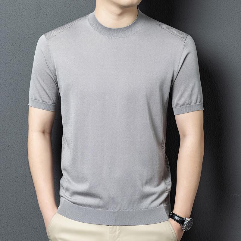 Yiliteng Men's Summer Knit Short-Sleeve Round Neck T-shirt YTMTST6087