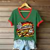 Women Casual V Neck Short Sleeve T Shirt Letter Print Loose Fit Lightweight Soft Fabric Comfortable Summer Top