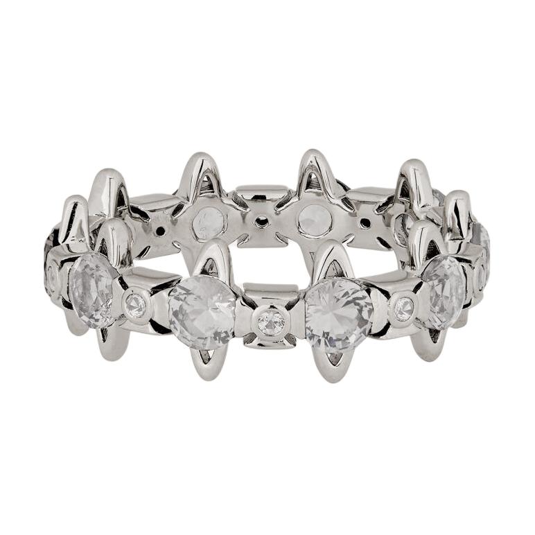 Vivienne Westwood Warwick Ring Fashion Sphere Design Recycled Silver Ring Women ring Platinum Gray 64040169-01P297