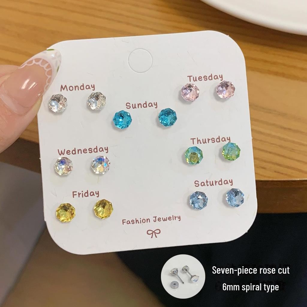 Flashing Millennium Eight-Sided Zircon Rose Ear Studs for Women - Personalized Multi-Faceted Exquisite Design