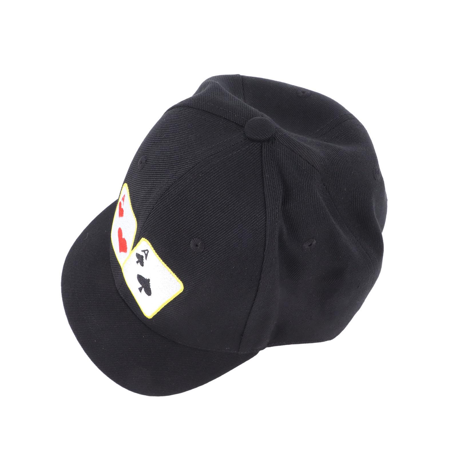 Short Brim Baseball Cap Cotton Detailed Embroidery Poker A Pattern Adjustable Casual Brim Cap for Men Women