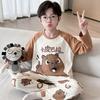 Boys Cotton Pajama Set Long Sleeve Thin Winter Sleepwear Kids 8 Years Cartoon Print Comfortable Home Wear