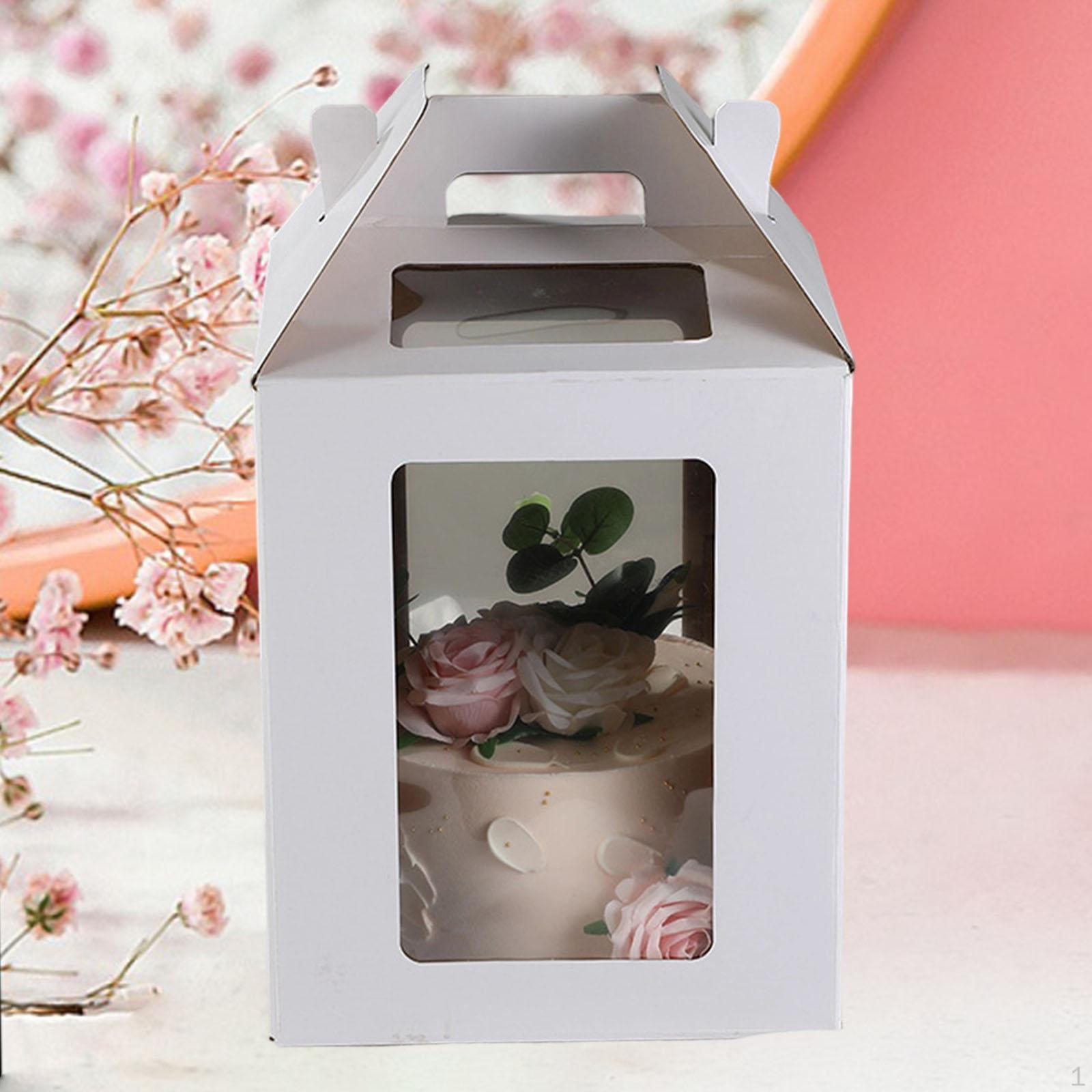 

Коробка Ярусный торт на вынос Контейнер для транспортировки Пыленепроницаемый Хранение продуктов Портативный с окном для 25.7cmx25.7cmx40.5cm