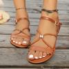Fashion Ladies Shoes 2025 Brand Buckle Strap Women's Sandals New Metal Decoration Casual Plus Size Best Seller Comfortable Flat Sandals