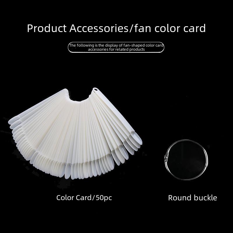 Japon Yuvarlak Başlı 50 Parçalı Yelpaze Şekilli Tırnak Sanatı Renk Kartı - Doğal Şeffaf Tonlar