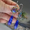 1 para kolczyków damskich, sztuczne niebieskie kamienie, temperament, biżuteria, wszystkie pasujące kolczyki z haczykami