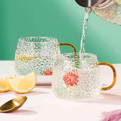 Creative Simple Glass Water Cup Hammer Pattern Cup Šálek čaje Skleněný pohár na mléko