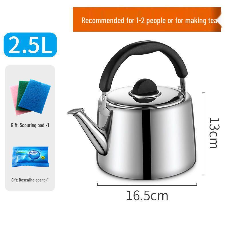 304 Stainless Steel Whistling Kettle for Gas & Induction, Large Capacity