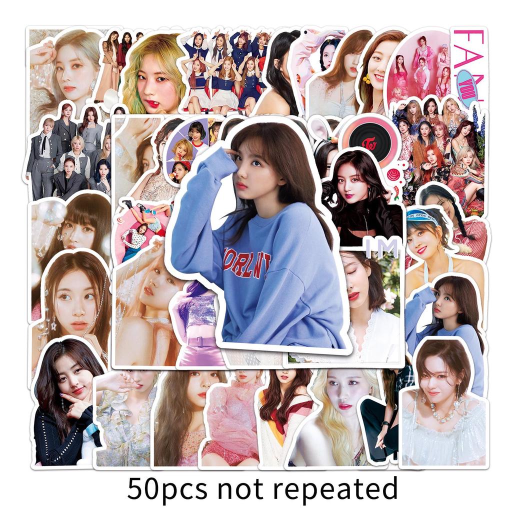 50 Twice Graffiti Korean Girl Group Support Stickers: Personalized, Waterproof, for Planners, Phone Cases, and Suitcases.