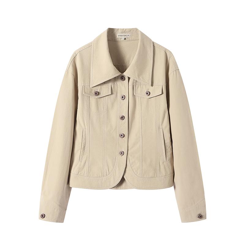 Women s Cotton-Linen Lapel Workwear Jacket L
