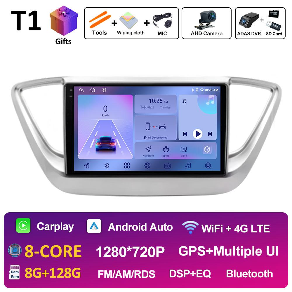 For Hyundai Solaris 2 Verna Accent 2017 2018 2019 2020 DSP Stereo Autoradio 9 inch Wireless Carplay Cooling fan WIFI Accessories