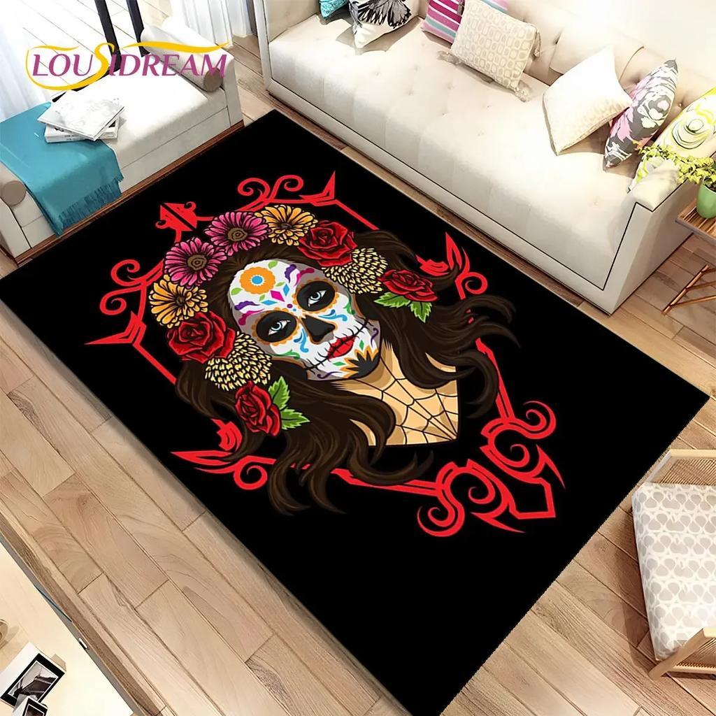 Mystical Gothic Skull Rug – Elegant Home Decor for Living Room & Bedroom | Durable Non-Slip Floor Mat for Kids’ Play Areas
