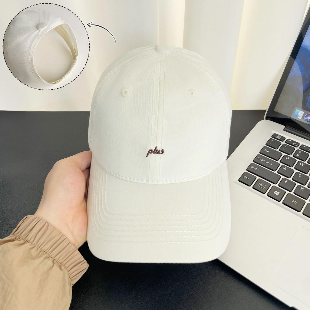 R Letter Embroidered Baseball Cap Women's Summer Versatile Can Tie Ponytail Empty Top Hat Outdoor Face Small Sunshade Cap