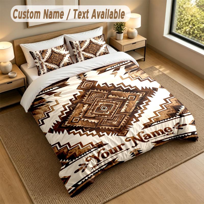 American Patriotic Theme Personalized 3Pcs Bedding Set Custom Text & Name 1 Sheet 2 Pillowcases Household Bedding 1pc