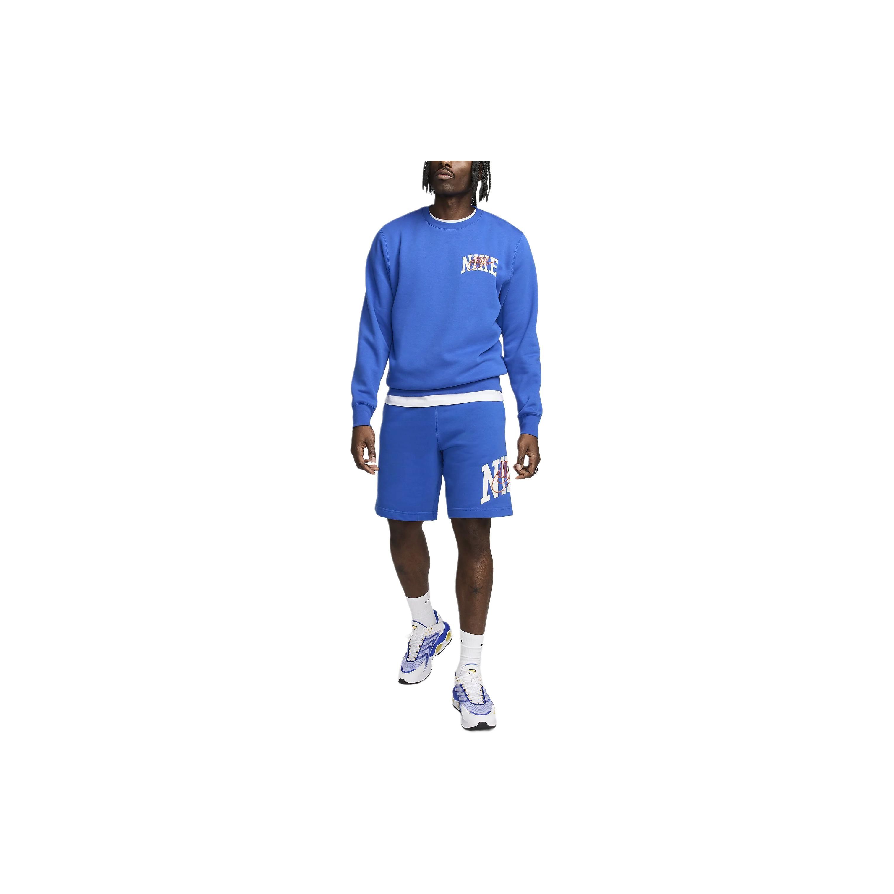 

Nike French Terry Большой логотип с принтом на шнурке Повседневные шорты свободного покроя Мужские брюки Синие FV5136-480 M