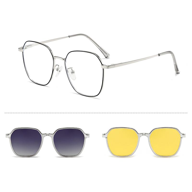 Vintage Square Sunglasses Set with 2 Replaceable Lenses Women Fashion Polarized Shades Trendy Design Outdoor Sun Glasses