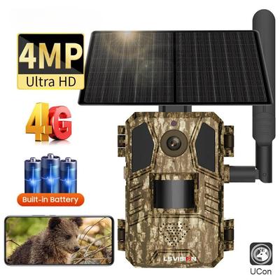 2025 Solar Hunting Trail Camera 14MP 4G SIM Card IP66 Waterproof 2-Way Talk 20M PIR Motion Detection Wildlife Camera IR Night Vision