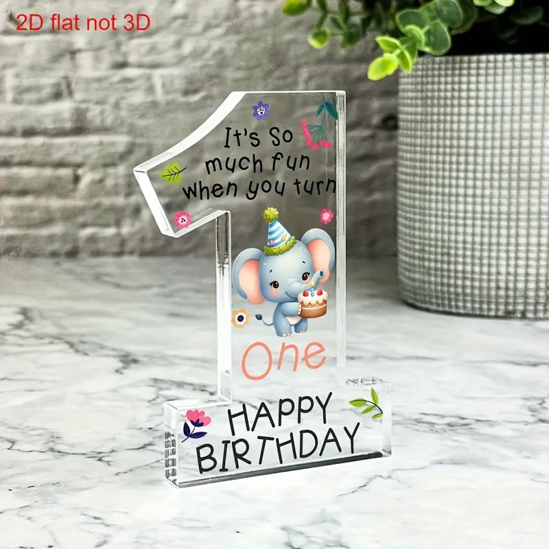 1pc Fun Birthday Decoration with Cute Tiger and Number 1 - Transparent Acrylic Happy Birthday Plaque, Desktop Decor, Gift for Birthday Girl/ Boy 