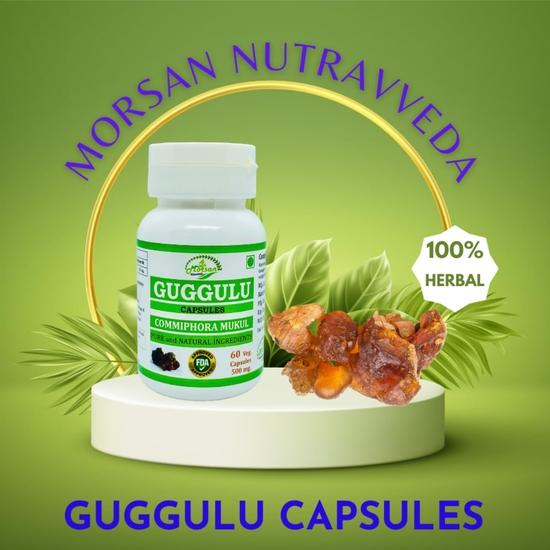 Morsan Nutraveda Guggulu (Commiphora Mukul)| 60 x 500 mg Veg Capsules | Helps Maintain Lipid Balance | Herbal High-Potency Formula