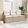 VidaXL 3-Piece Garden Sofa with Cushions Beige In Poly Rattan 3345561