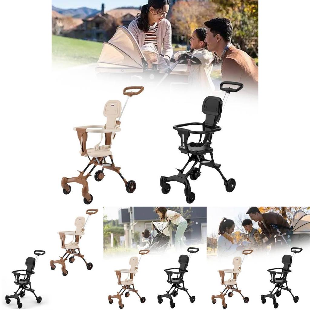 High Landscape Three-wheel Stroller For Infants With Safe Aluminum Alloy Frame