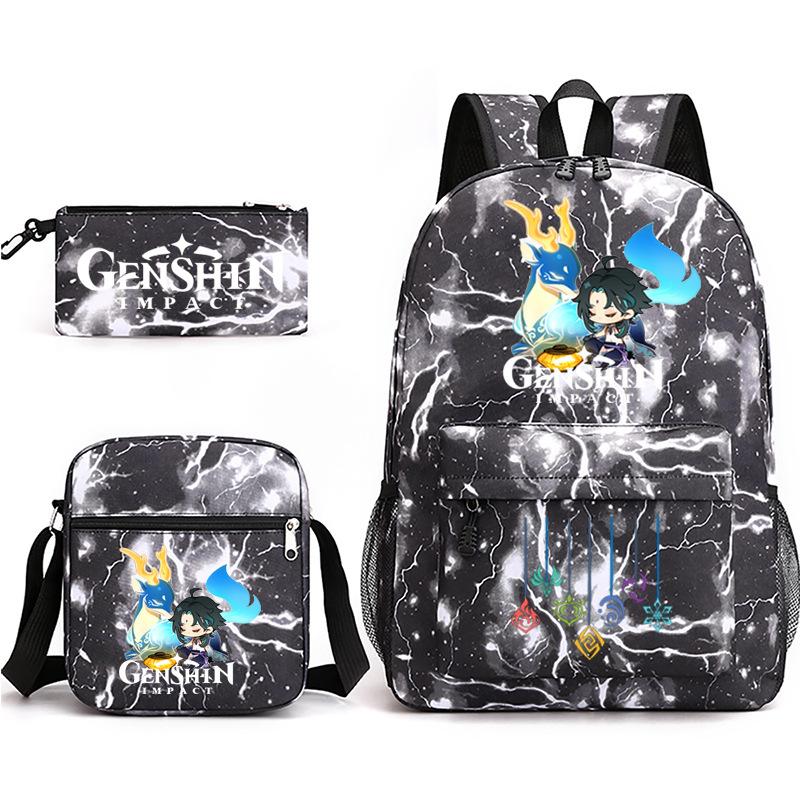 Three-piece Backpack Versatile High School Travel Bag