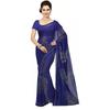 Yashika Dames Jacquard Georgette Standaard Lengte Saree (Vliegende Marine