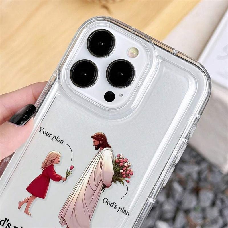 Minimalist Slogan Jesus Girl Tulip Phone Case for iPhone 16E 16 15 14 Pro Max Plus 11 12 13 XR 7 8 Plus SE2 Shockproof Tpu Cover