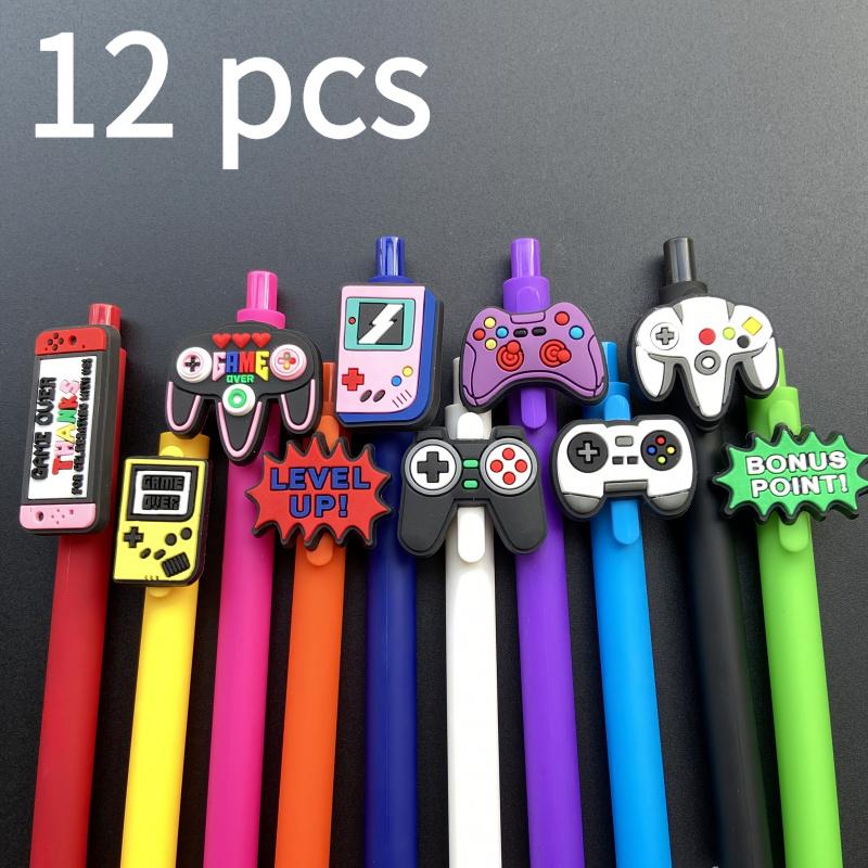 6/12 pcs Vibrant Game-Themed Gel Pens,Retractable Ballpoint Pens Designed Specifically for Gamers, Suitable for Parties, Office Supplies