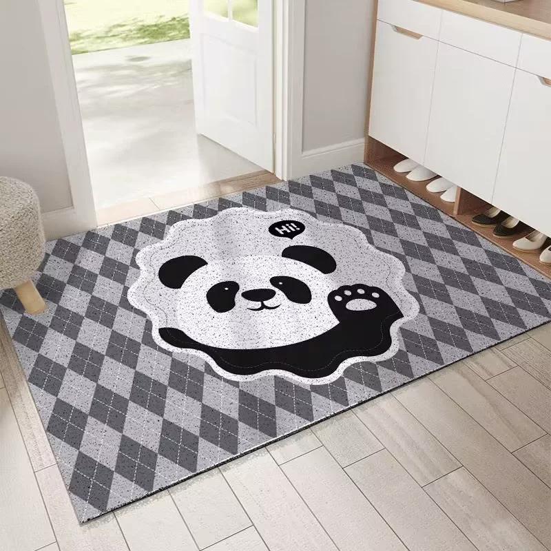 Entrance Doormat Panda Rabbit Pattern Room Decoration Carpet Living Room Wear-resistant Dirt Resistant Rug Home Decoration