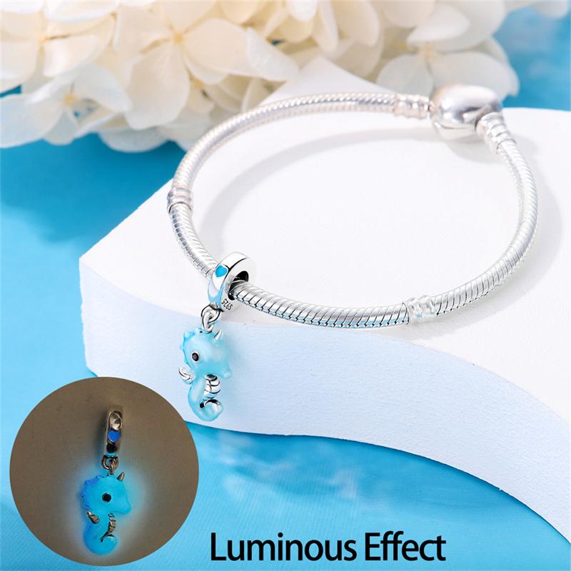 Copper Ocean Series Octopus Turtle Luminous Charms Fit 4Mm Hole Diameter Bracelet Charm Beads Necklace Diy Female Jewelry