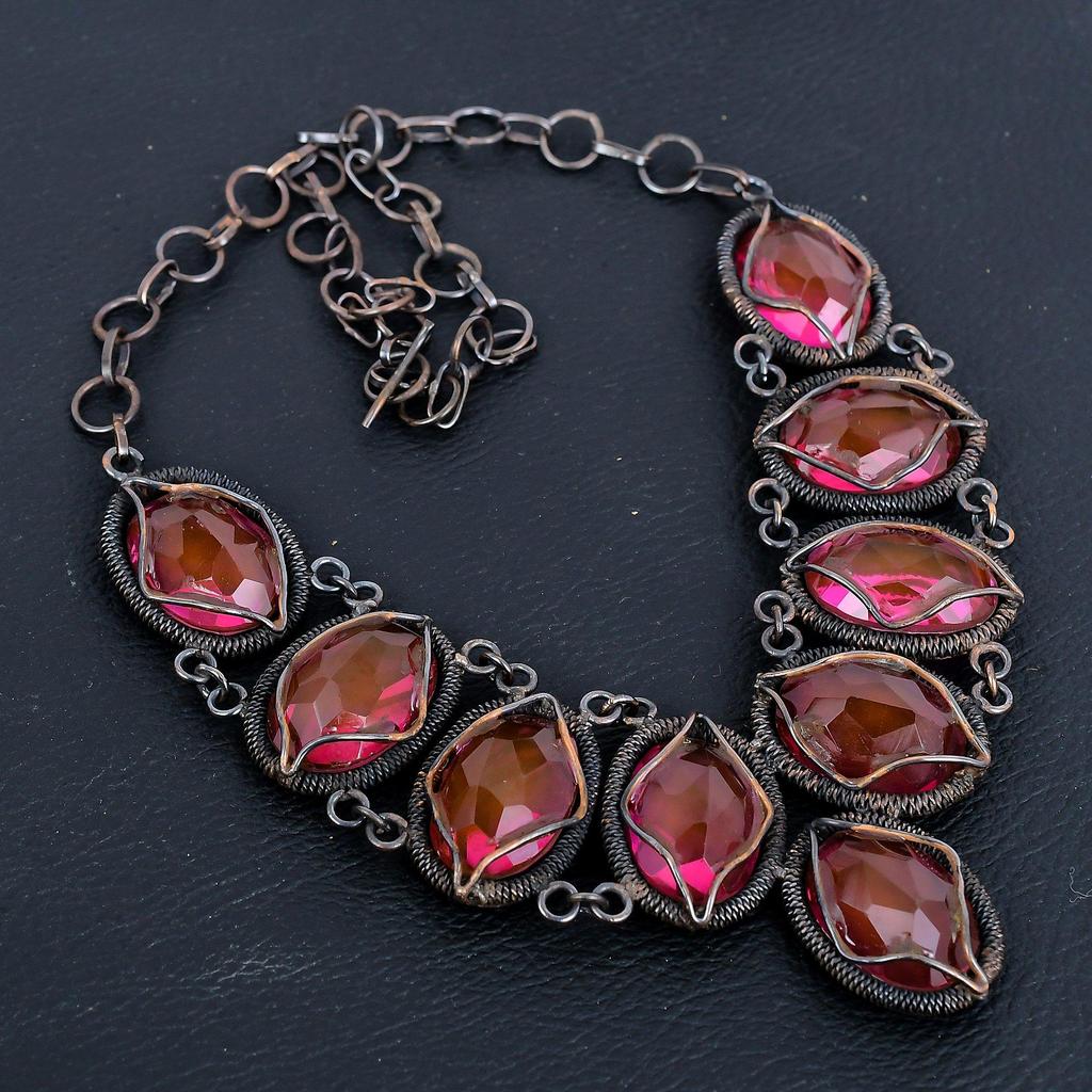 Rubilite Necklace, Natural Gemstone 999 Copper Wire Wrapped Necklace, Handmade Jewelry, Anniversary And Birthday Gift For Her