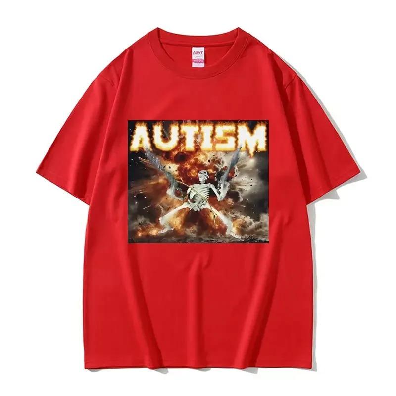 Autistic Funny Skeleton Meme Graphic T Shirt Fashion Gothic Retro T Shirts Male ONeck Oversized Short Sleeve Tshirt Unisex