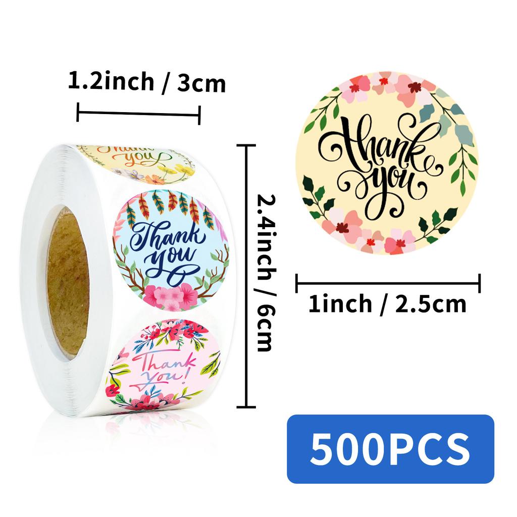 500 Pieces/roll In English Thank You Stickers Roll Stickers Material Decorative Materials Cute Sealing Stickers