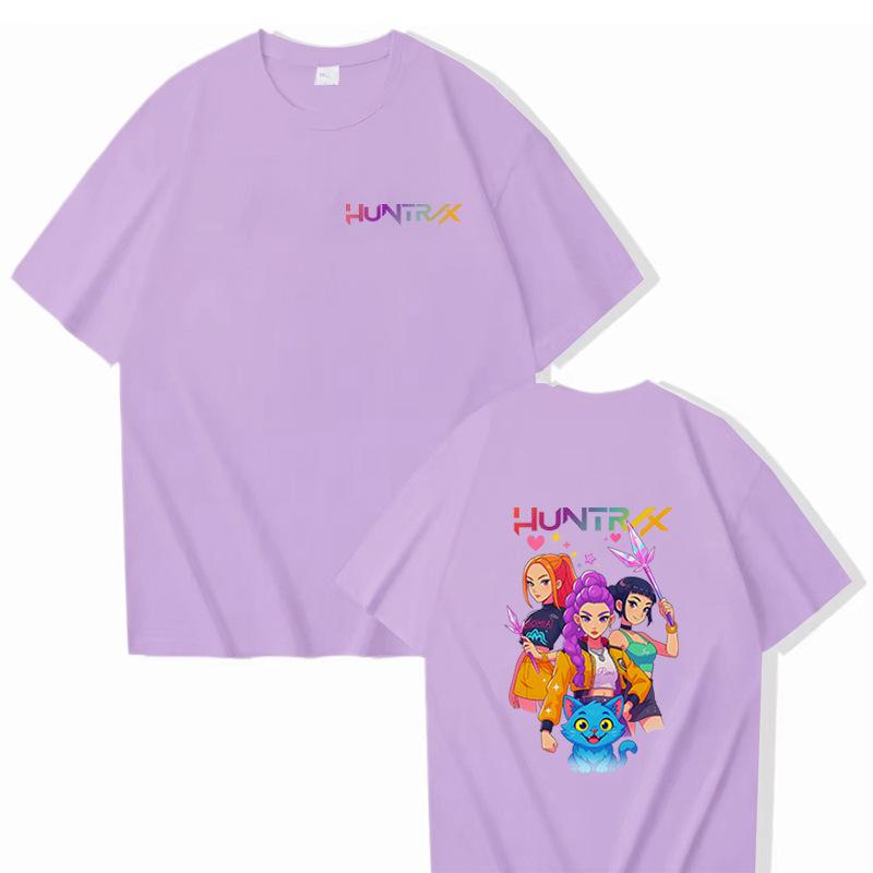 K-POP Demon Hunter Women's Style Sportswear Casual Shirt Men's New Summer T-Shirt Girls' Round Neck Short Sleeve Cartoon Print