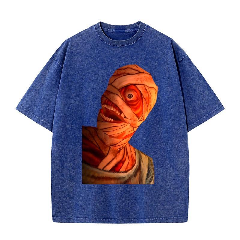 Mouthwashing Graphic Tshirt Retro Hip Hop Fashion T-shirt Men Women Short Sleeve Clothes Cotton Oversized T Shirt Washed Tees