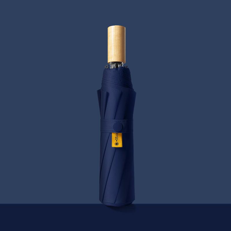 Customized Wooden Handle Umbrella Folding Weather and Rain Sun Umbrella Sun Protection UV Protection Fresh Simple Parasol